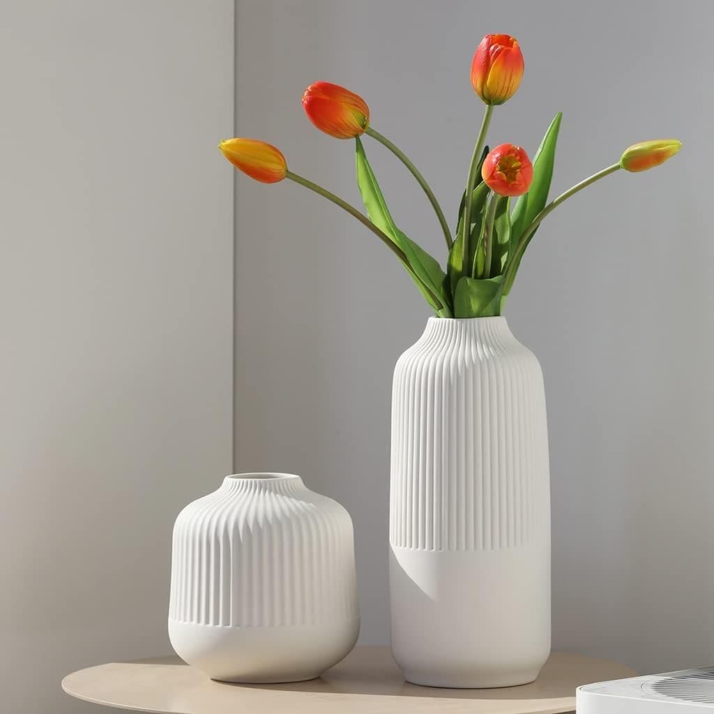 White Ceramic Vase for Flowers