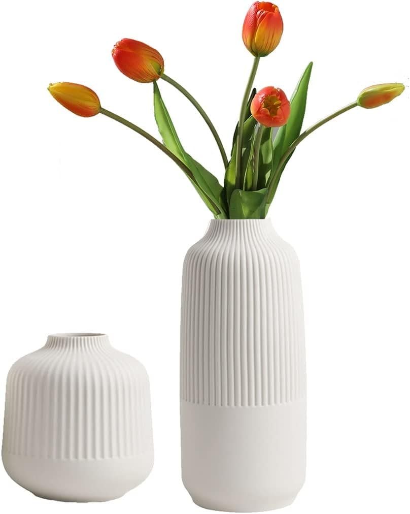 White Ceramic Vase for Flowers