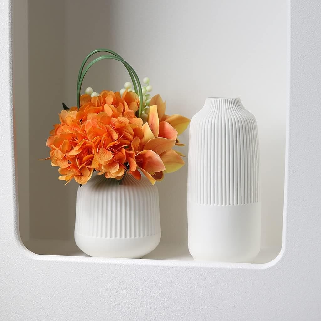 White Ceramic Vase for Flowers