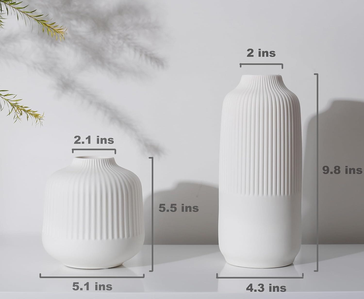 White Ceramic Vase for Flowers