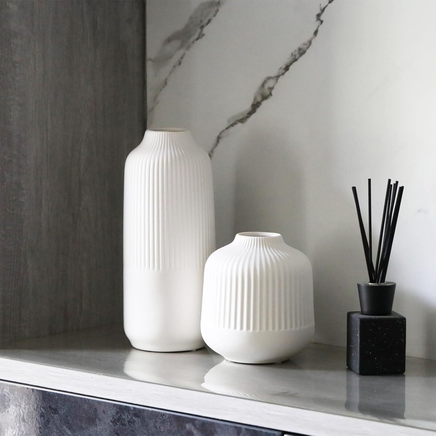 White Ceramic Vase for Flowers