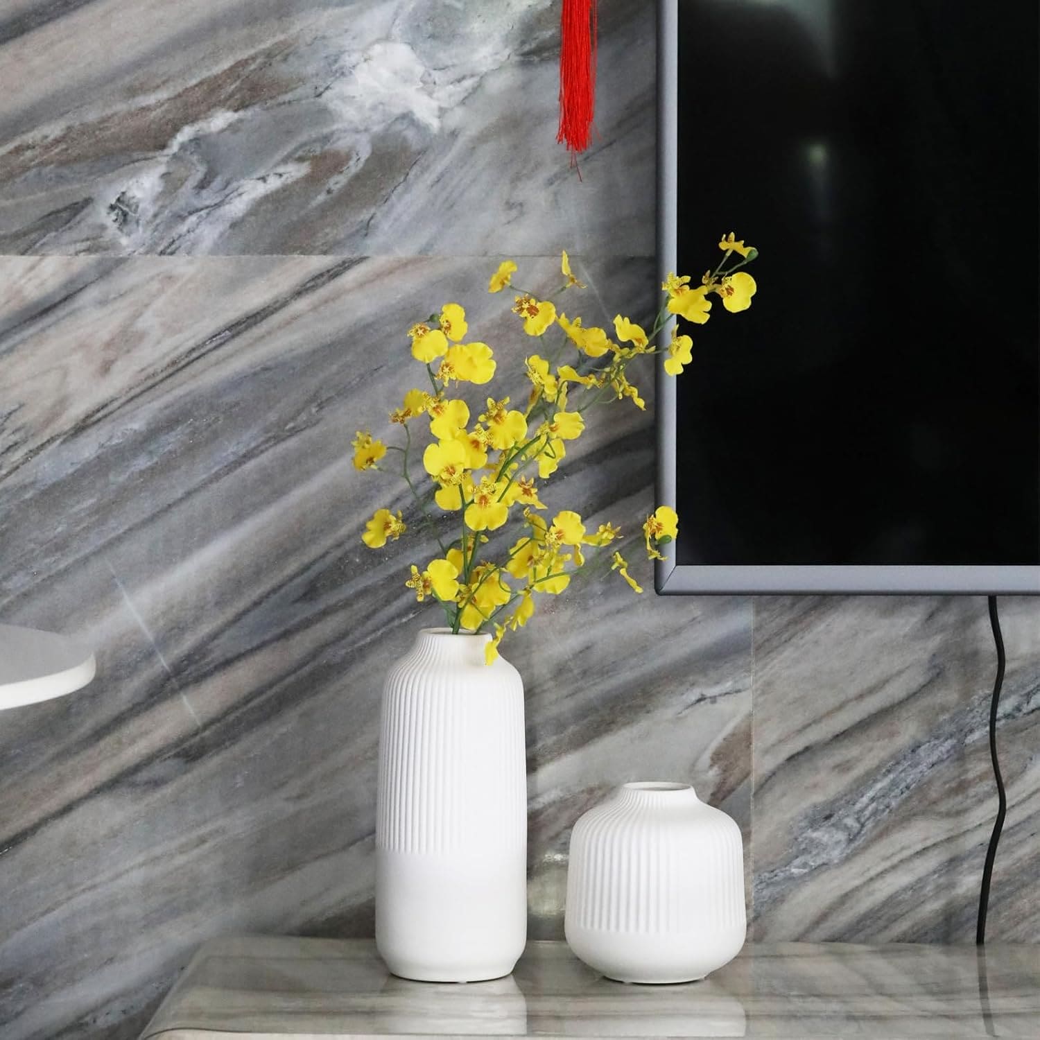 White Ceramic Vase for Flowers