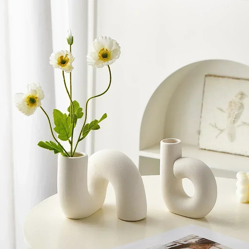 Curved Ceramic Flower Vase