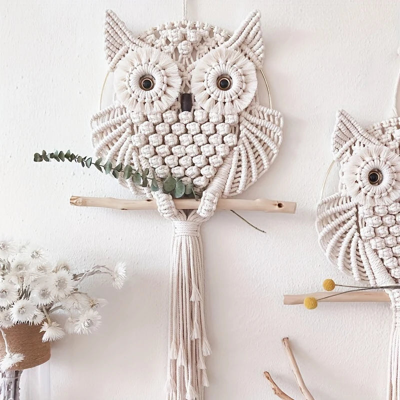 Hand-Woven Owl Tapestry