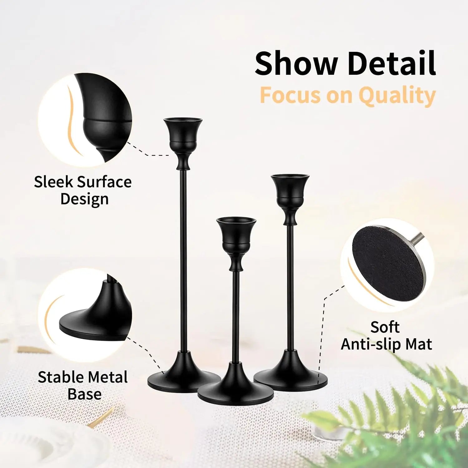 Vintage Metal Candle Holders Set of 3