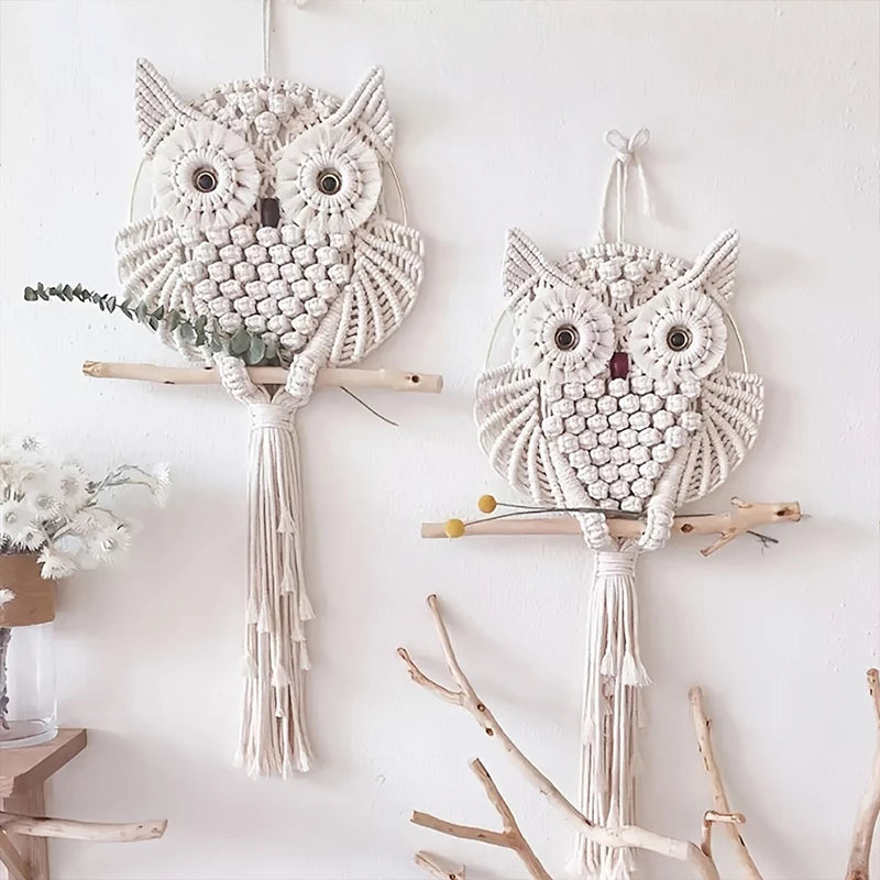 Hand-Woven Owl Tapestry