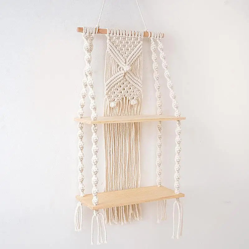 Handwoven Macrame Wall Shelf - 2 Tier