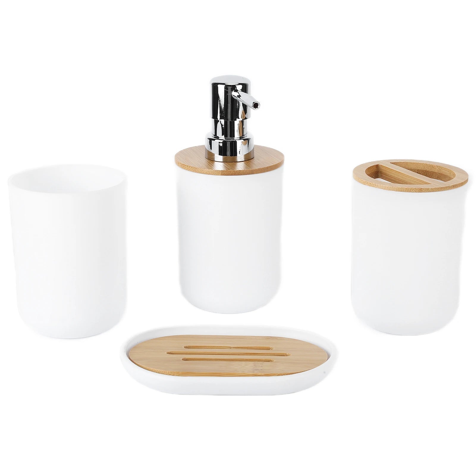 Bamboo Bathroom Accessory Set - 4PC