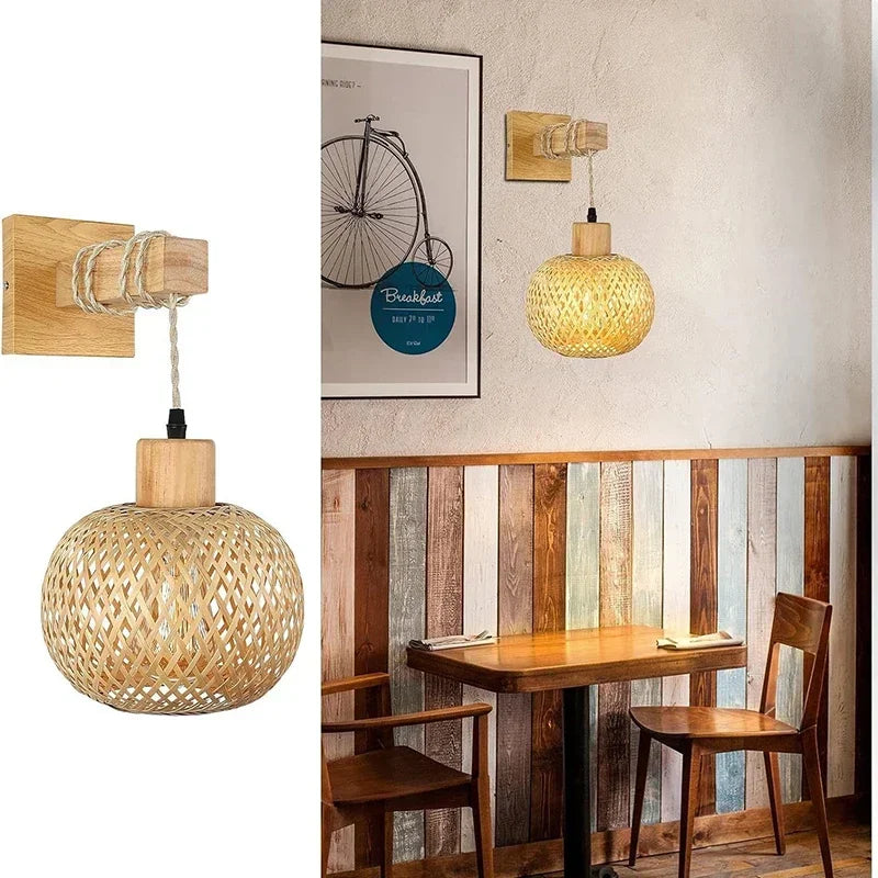 Hand-Woven Bamboo Wall Lamp