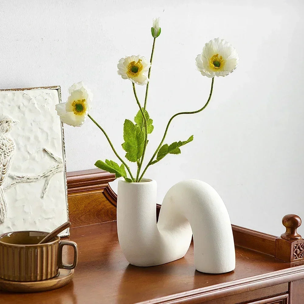 Curved Ceramic Flower Vase