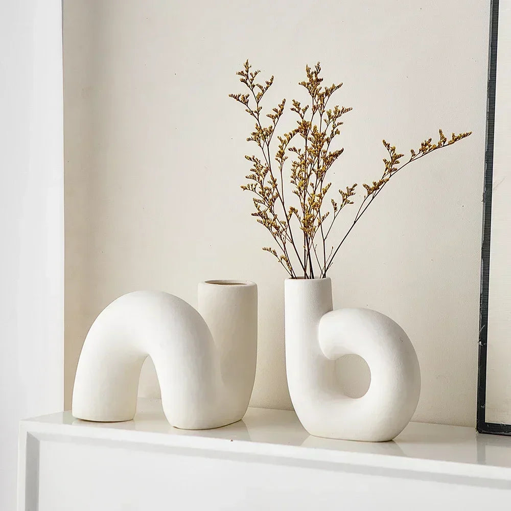 Curved Ceramic Flower Vase