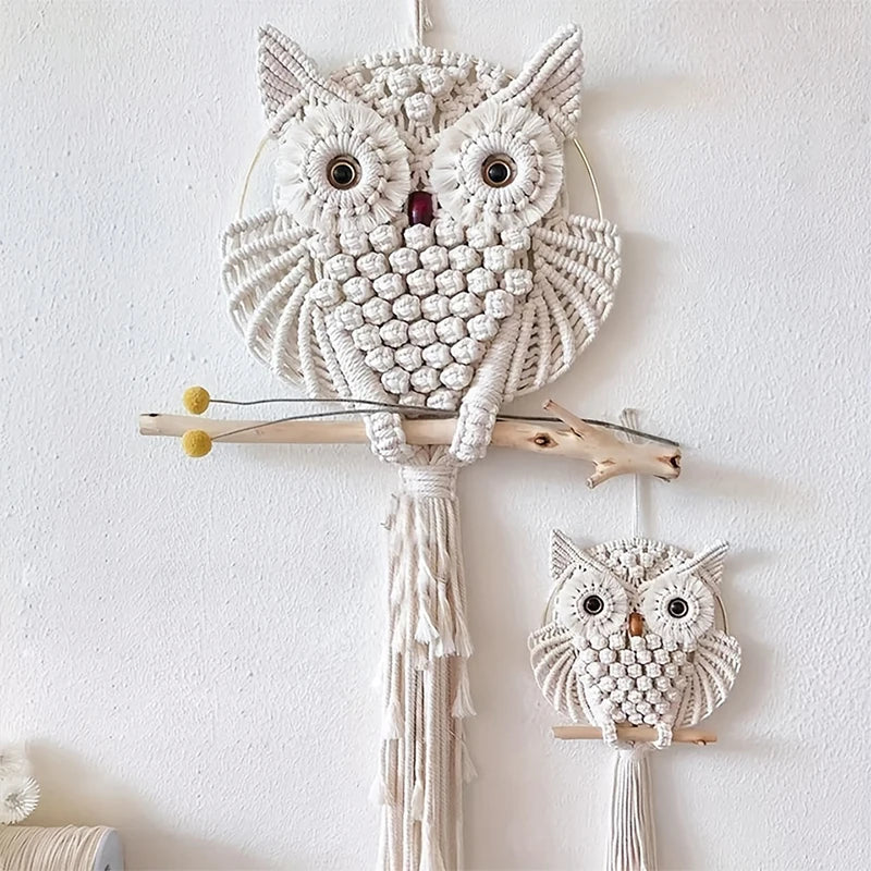 Hand-Woven Owl Tapestry