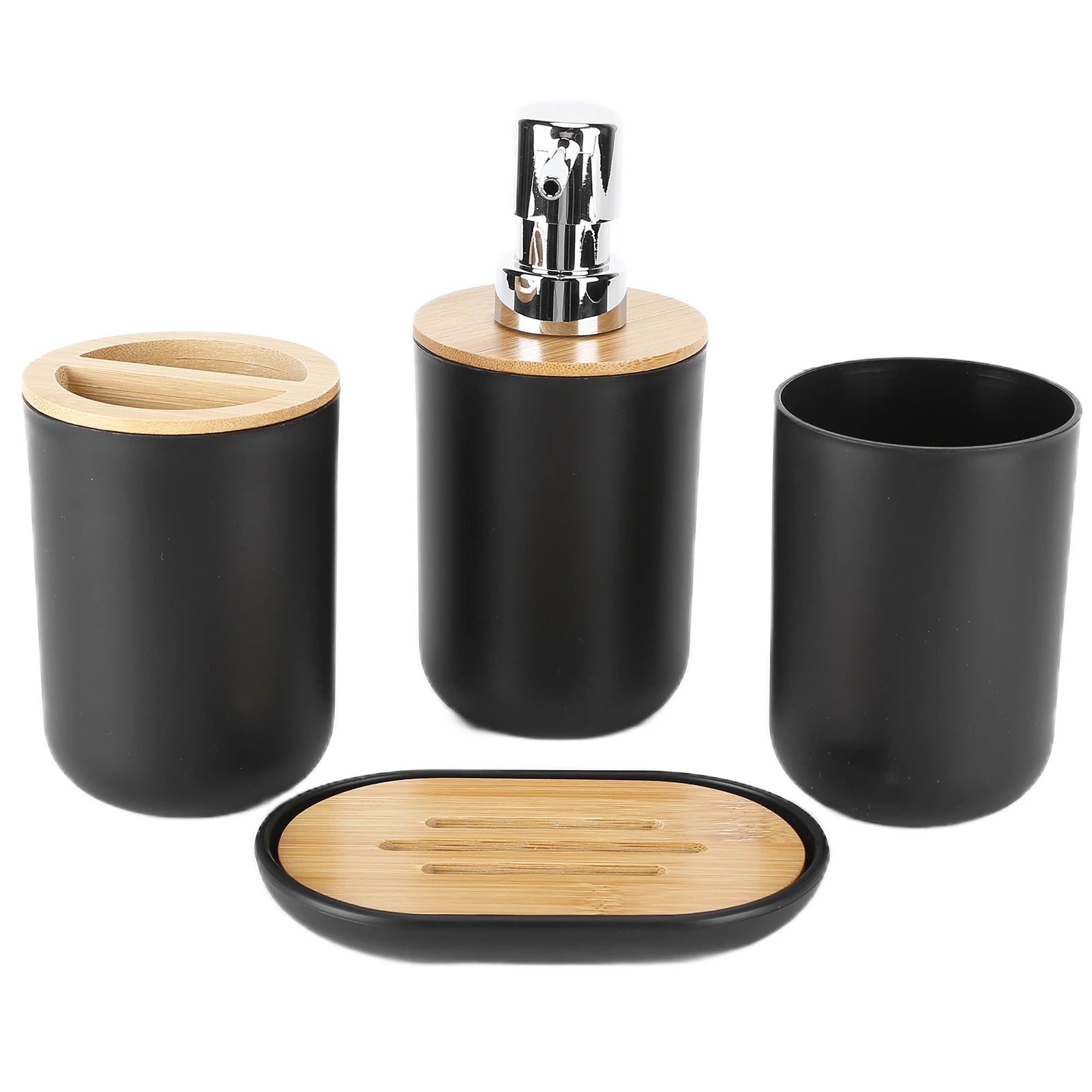 Bamboo Bathroom Accessory Set - 4PC