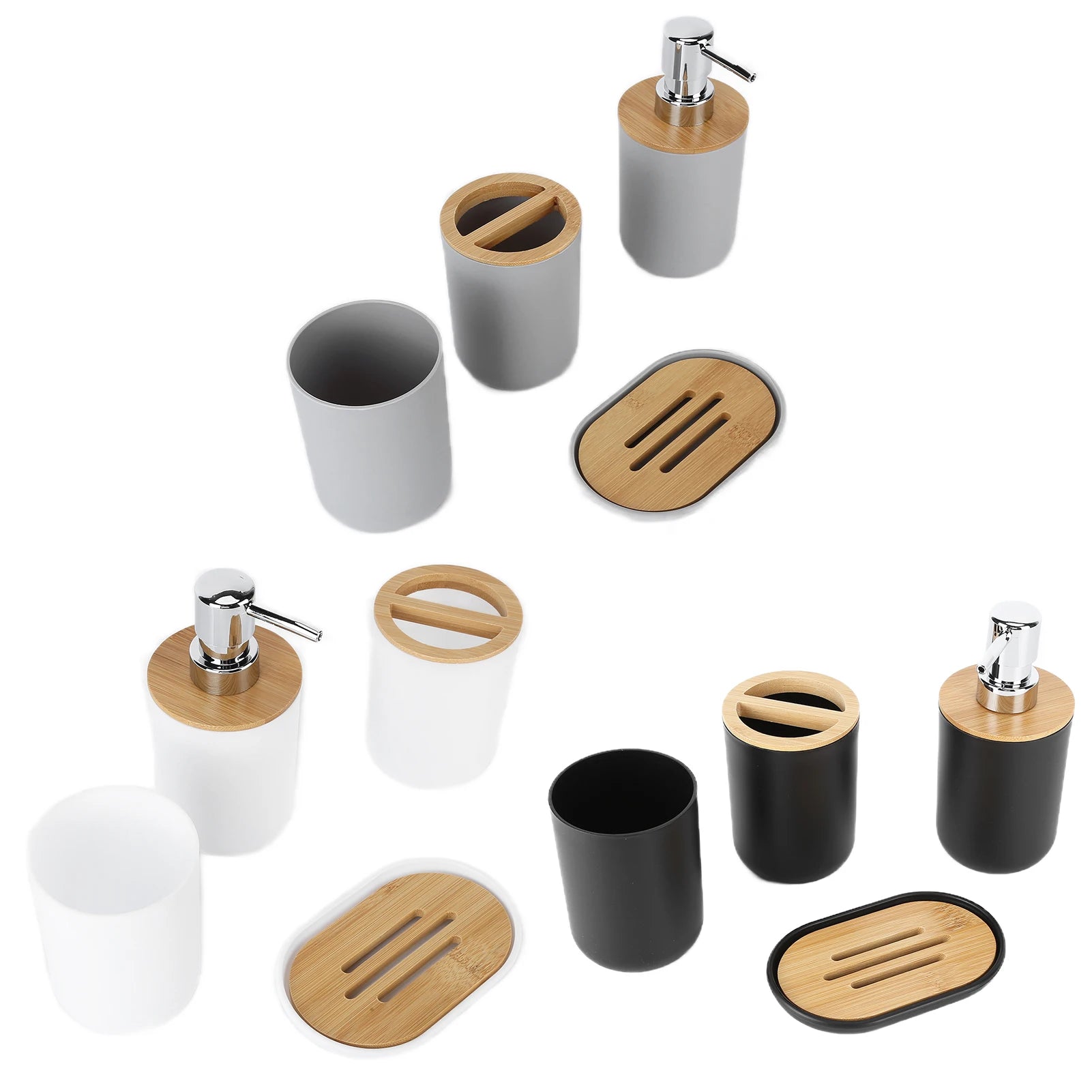 Bamboo Bathroom Accessory Set - 4PC