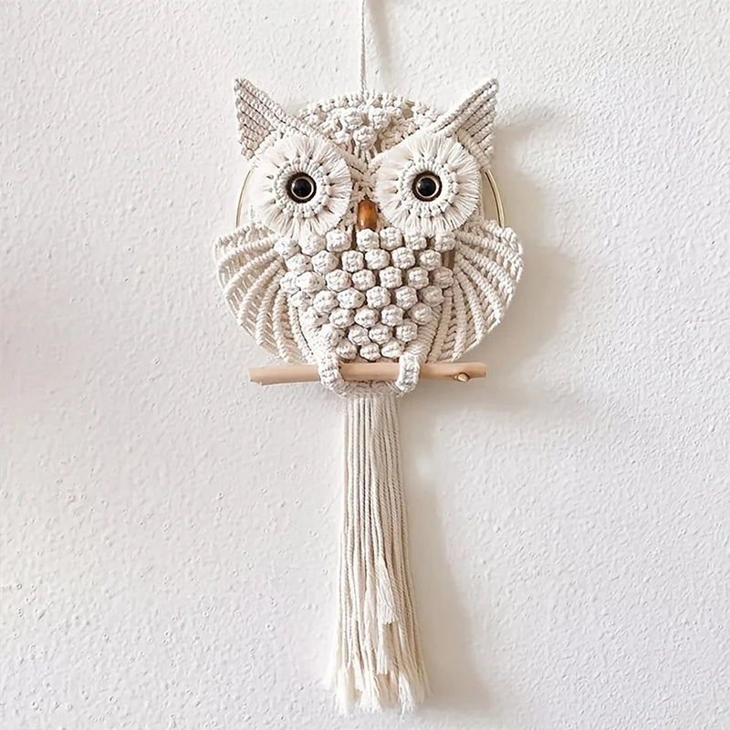 Hand-Woven Owl Tapestry