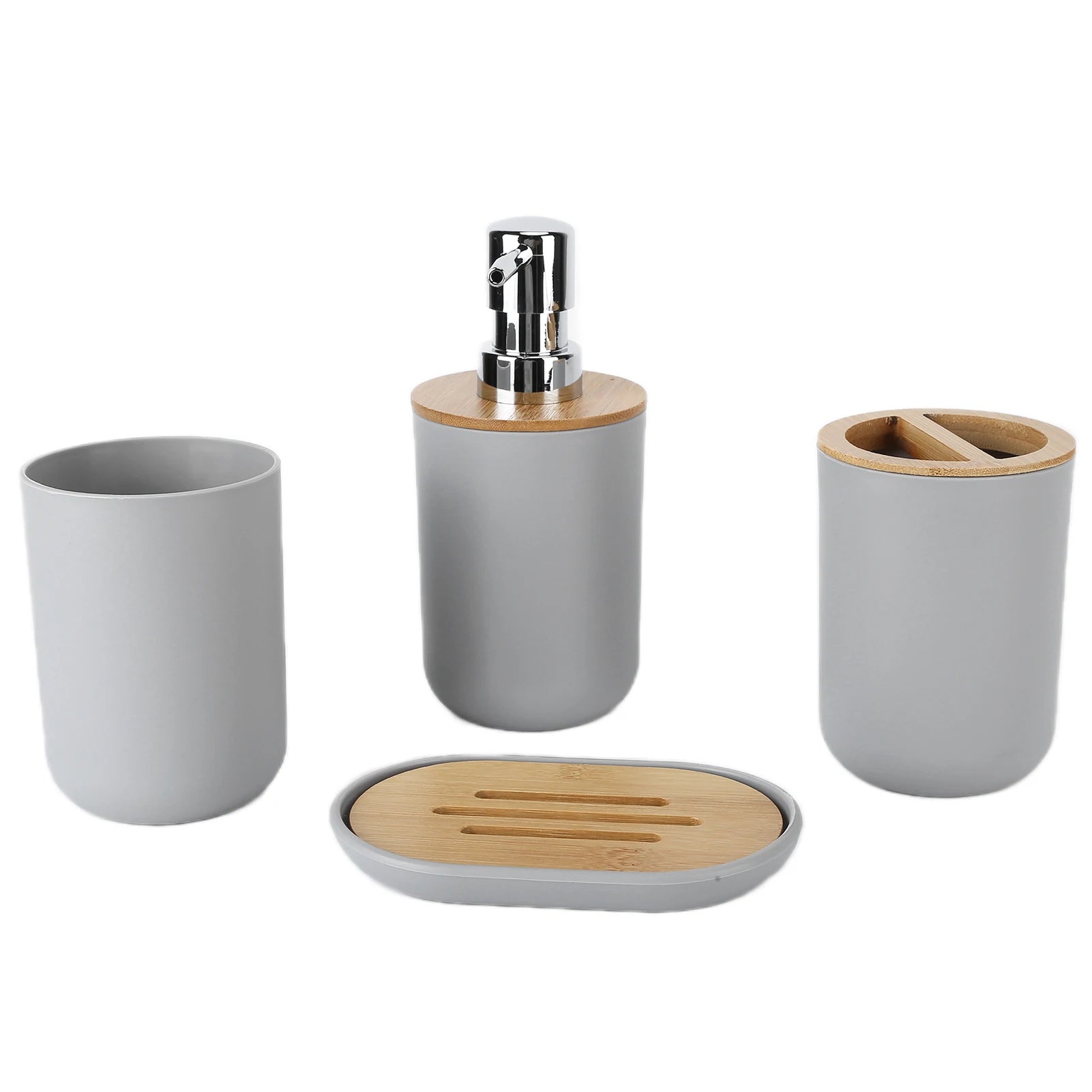 Bamboo Bathroom Accessory Set - 4PC