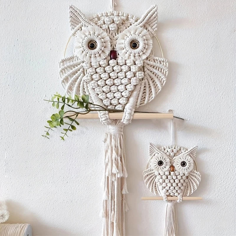 Hand-Woven Owl Tapestry