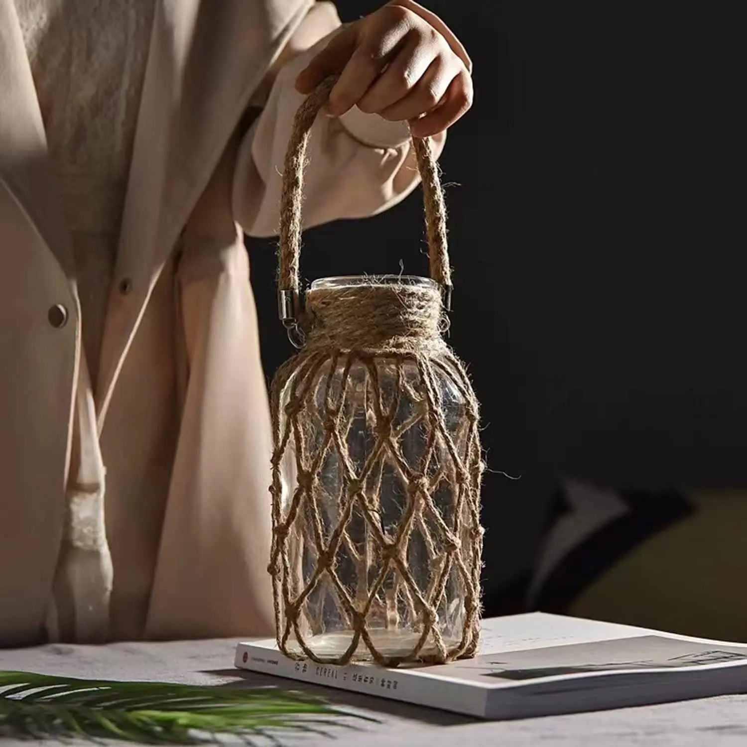 Glass Vase with Rope