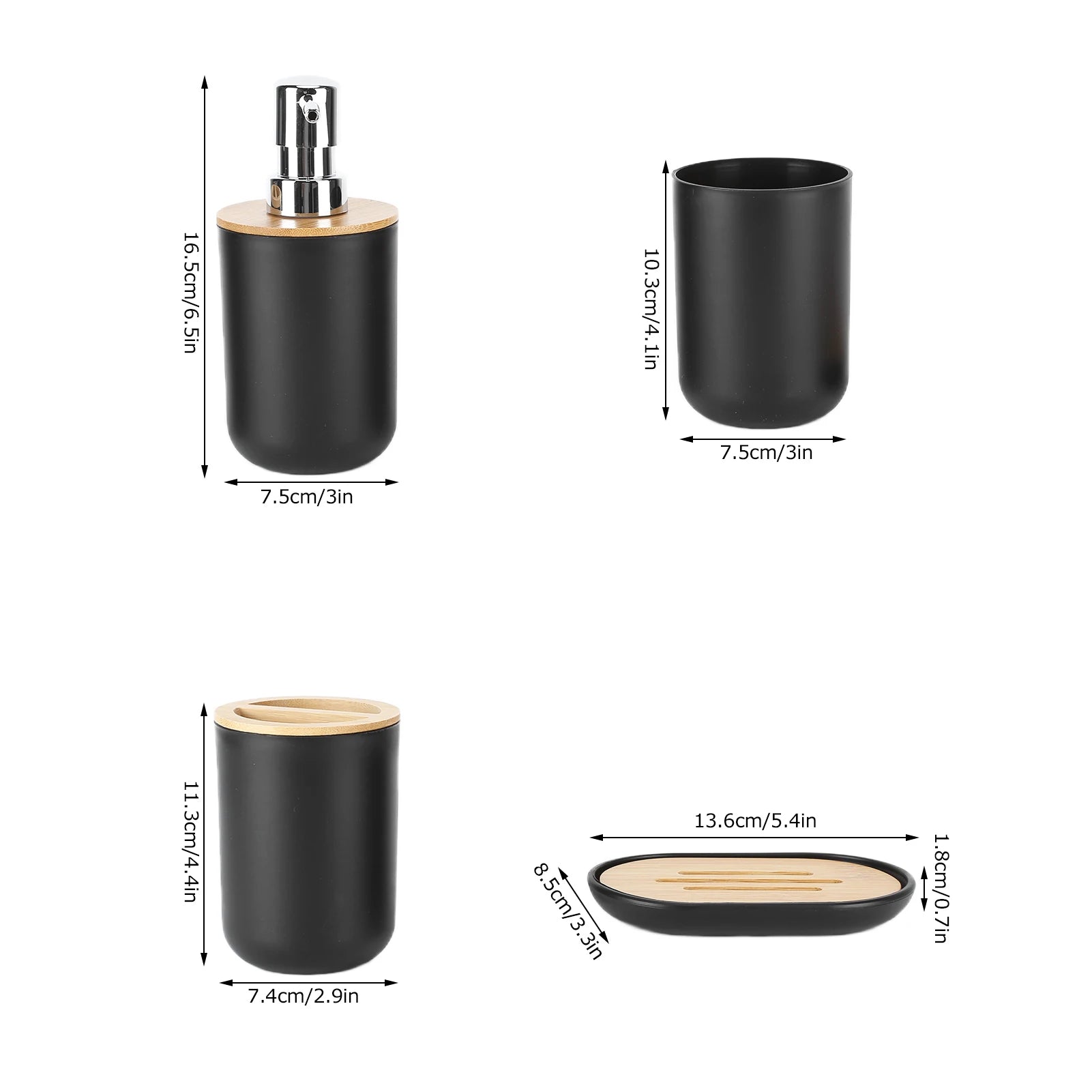 Bamboo Bathroom Accessory Set - 4PC