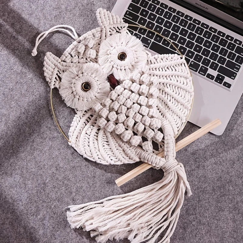 Hand-Woven Owl Tapestry