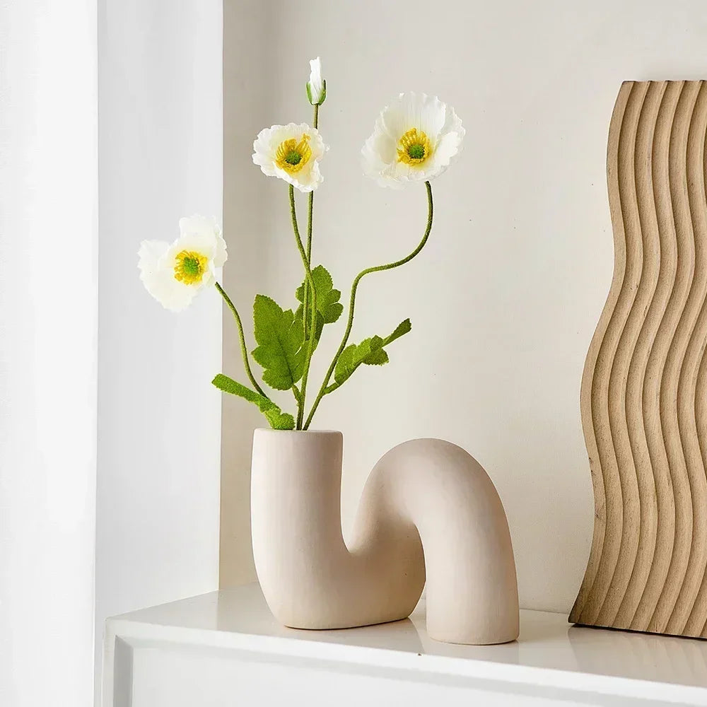 Curved Ceramic Flower Vase