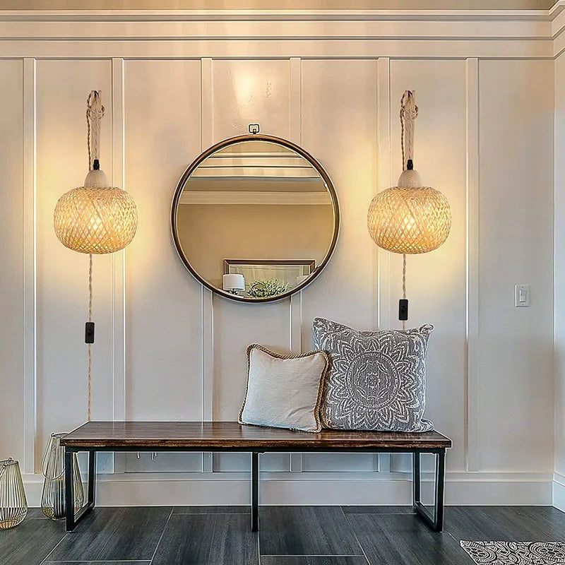 Hand-Woven Bamboo Wall Lamp