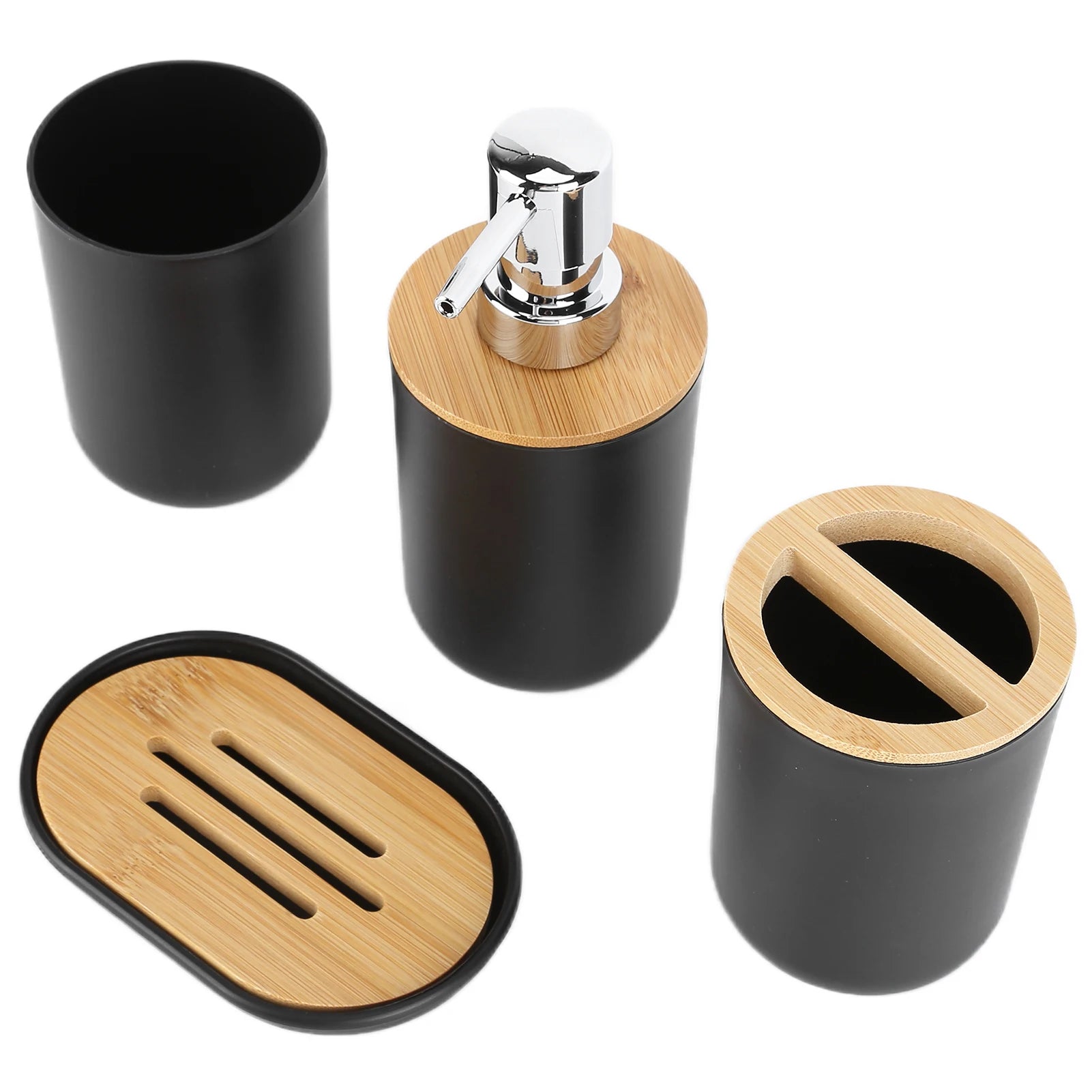 Bamboo Bathroom Accessory Set - 4PC