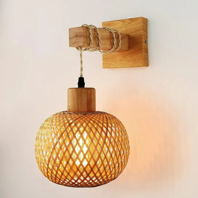Hand-Woven Bamboo Wall Lamp