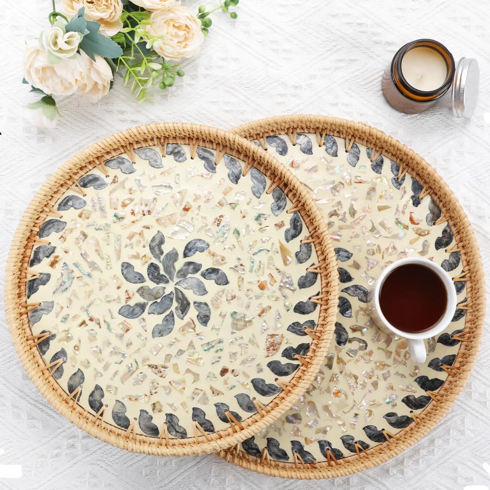 Oval Rattan Tray - Set of 2