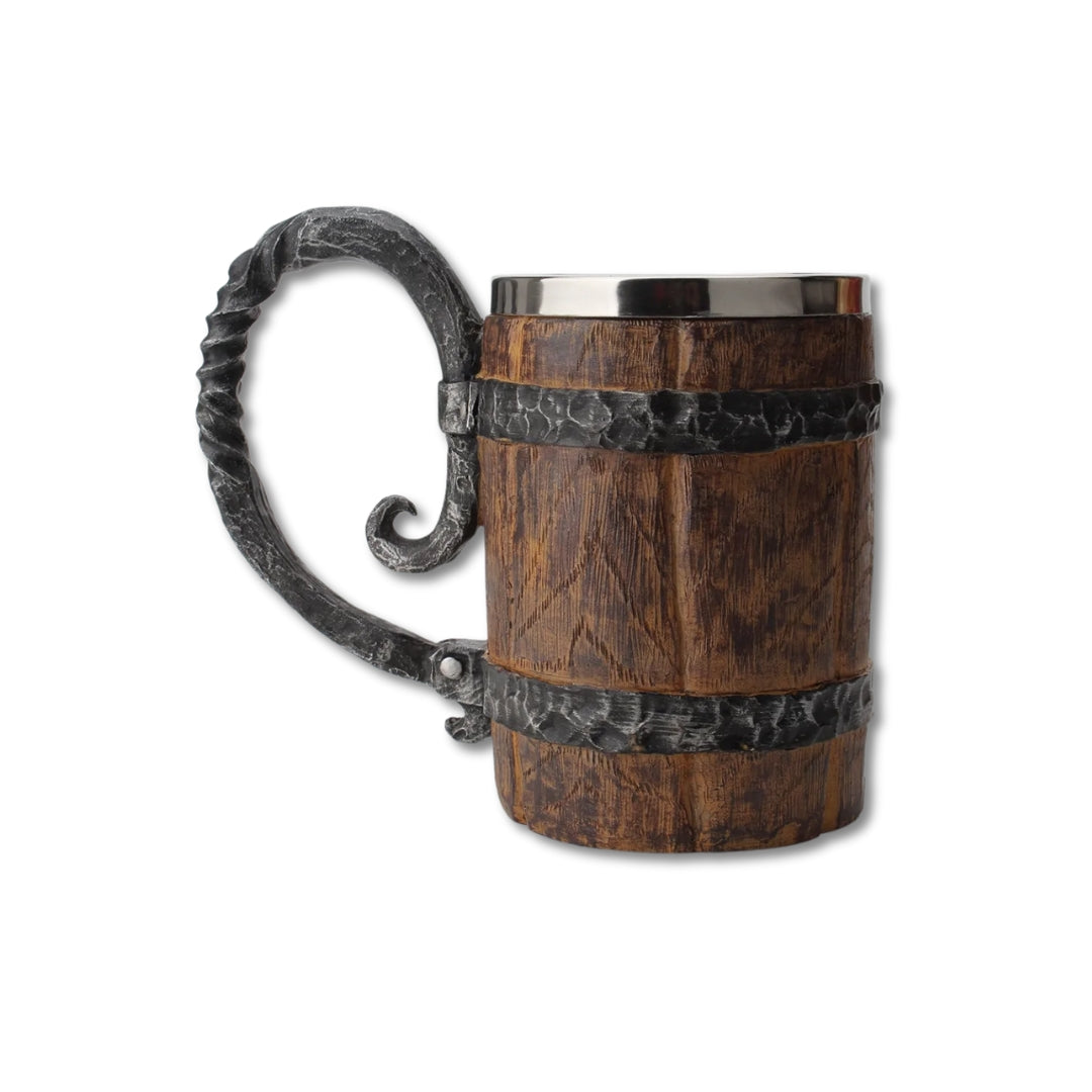 Wooden Barrel Stainless Steel Beer Mug