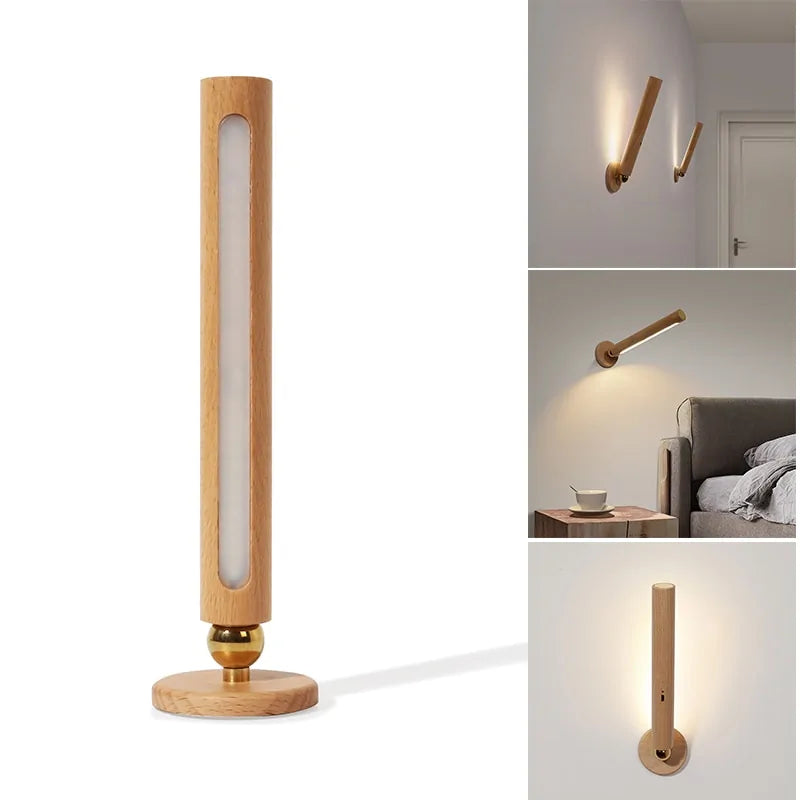 Smart Rotatable Wooden Night Light - 1PC