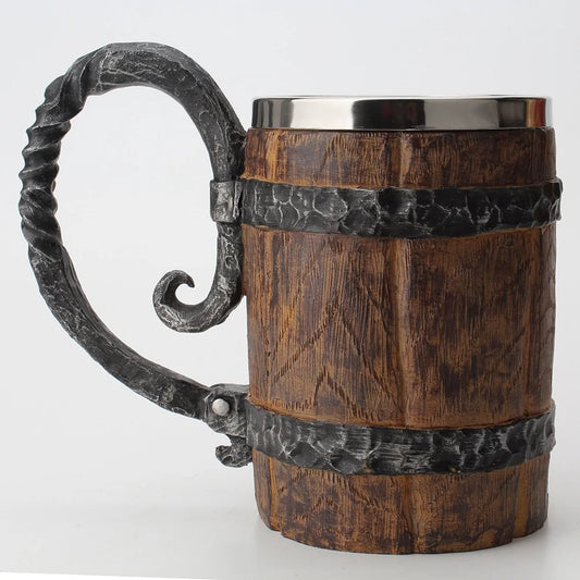 Wooden Barrel Stainless Steel Resin 3D Beer Mug