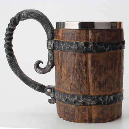 Wooden Barrel Stainless Steel Beer Mug