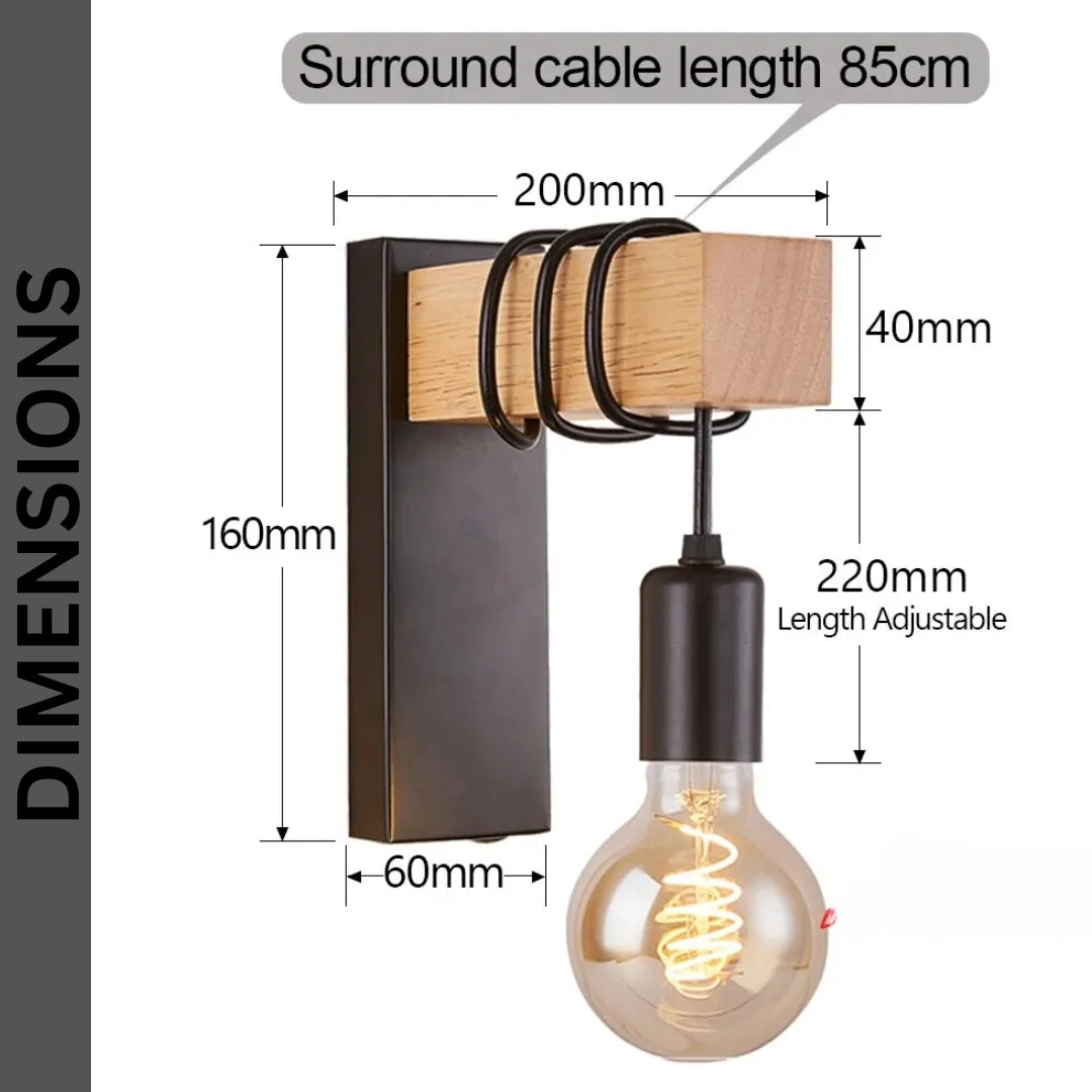 Retro Wood Led Wall Lamp