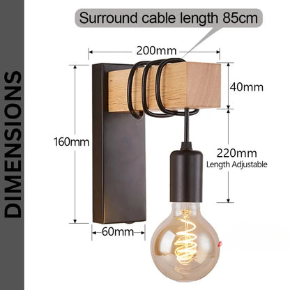 Retro Wood Led Wall Lamp