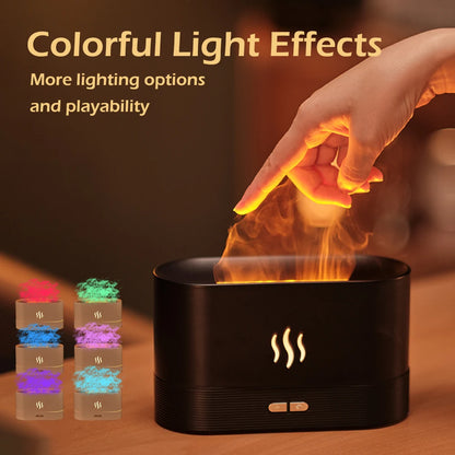 Aroma Diffuser Air Humidifier Ultrasonic Cool Mist Maker With LED Lighting Simulation Colorful Flame Fragrance Machine