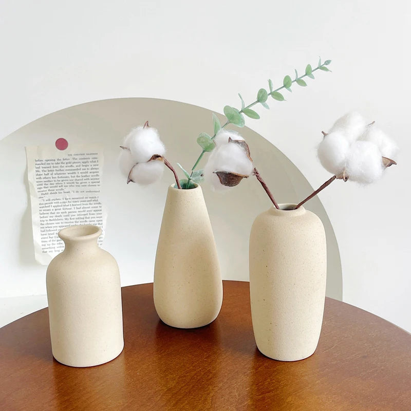 INS Ceramic Vase White Flower Pot Nordic Decorative Vase Dry Flower Vases for Home Living Room Desktop Decor ваза для цветов