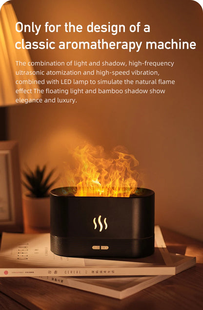 Aroma Diffuser Air Humidifier Ultrasonic Cool Mist Maker With LED Lighting Simulation Colorful Flame Fragrance Machine