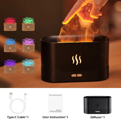 Aroma Diffuser Air Humidifier Ultrasonic Cool Mist Maker With LED Lighting Simulation Colorful Flame Fragrance Machine