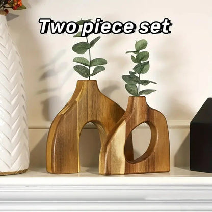 Set Of 2 Scandinavian Style Home Table Decoration Interior Decoration Wooden Vase Vase Aesthetic