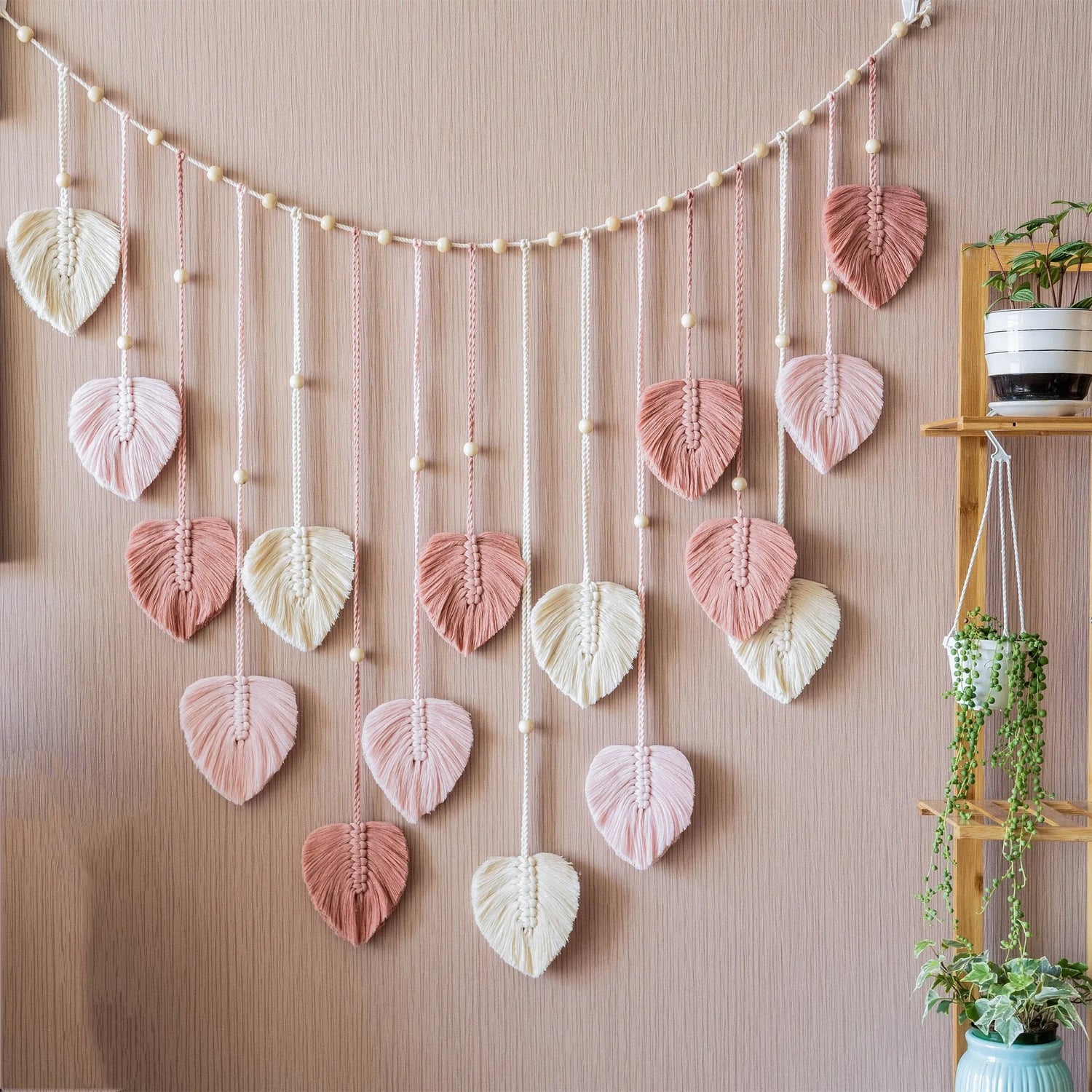 Green Leaves Garland Macrame Wall Art