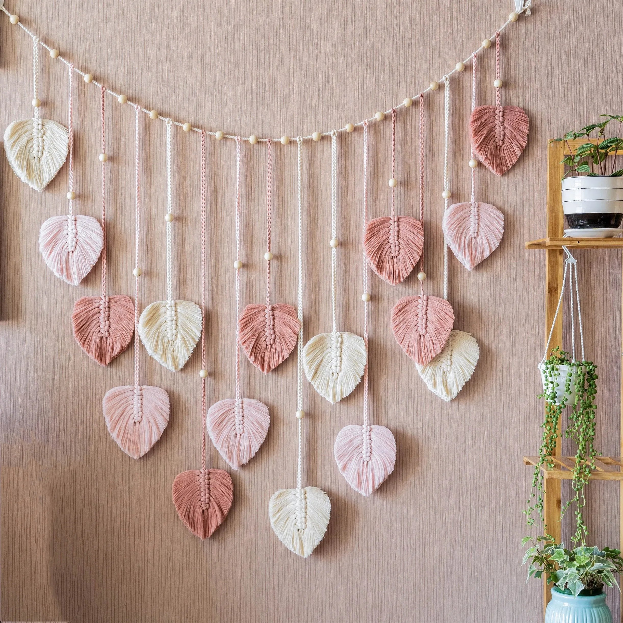 Green Leaves Garland Macrame Wall Art
