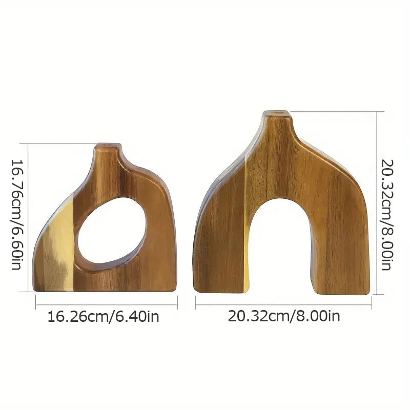 Set Of 2 Scandinavian Style Home Table Decoration Interior Decoration Wooden Vase Vase Aesthetic