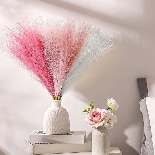 1/9Pcs 45/55Cm Artificial Pampas Grass Colorful Simulation Fluffy Reed Grass Fake Plants For Wedding Living Room Vase Decoration