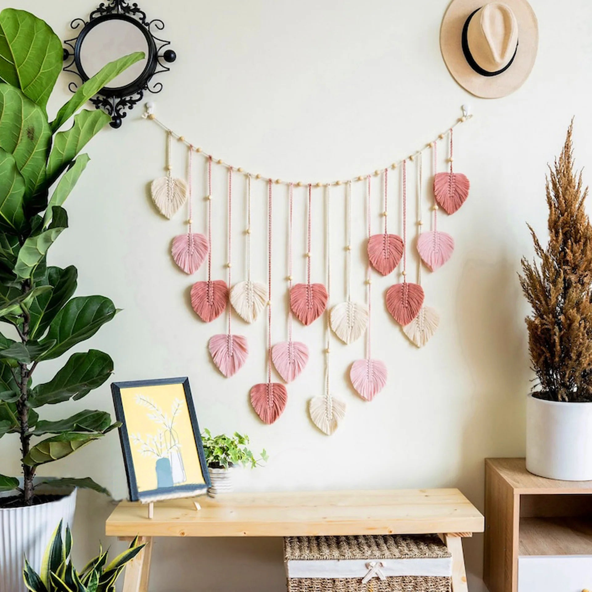 Green Leaves Garland Macrame Wall Art