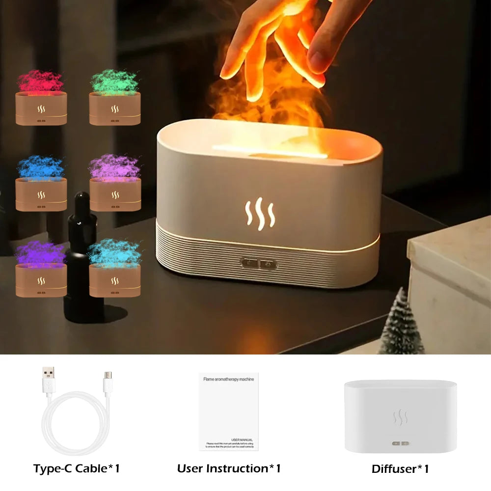 Aroma Diffuser Air Humidifier Ultrasonic Cool Mist Maker With LED Lighting Simulation Colorful Flame Fragrance Machine