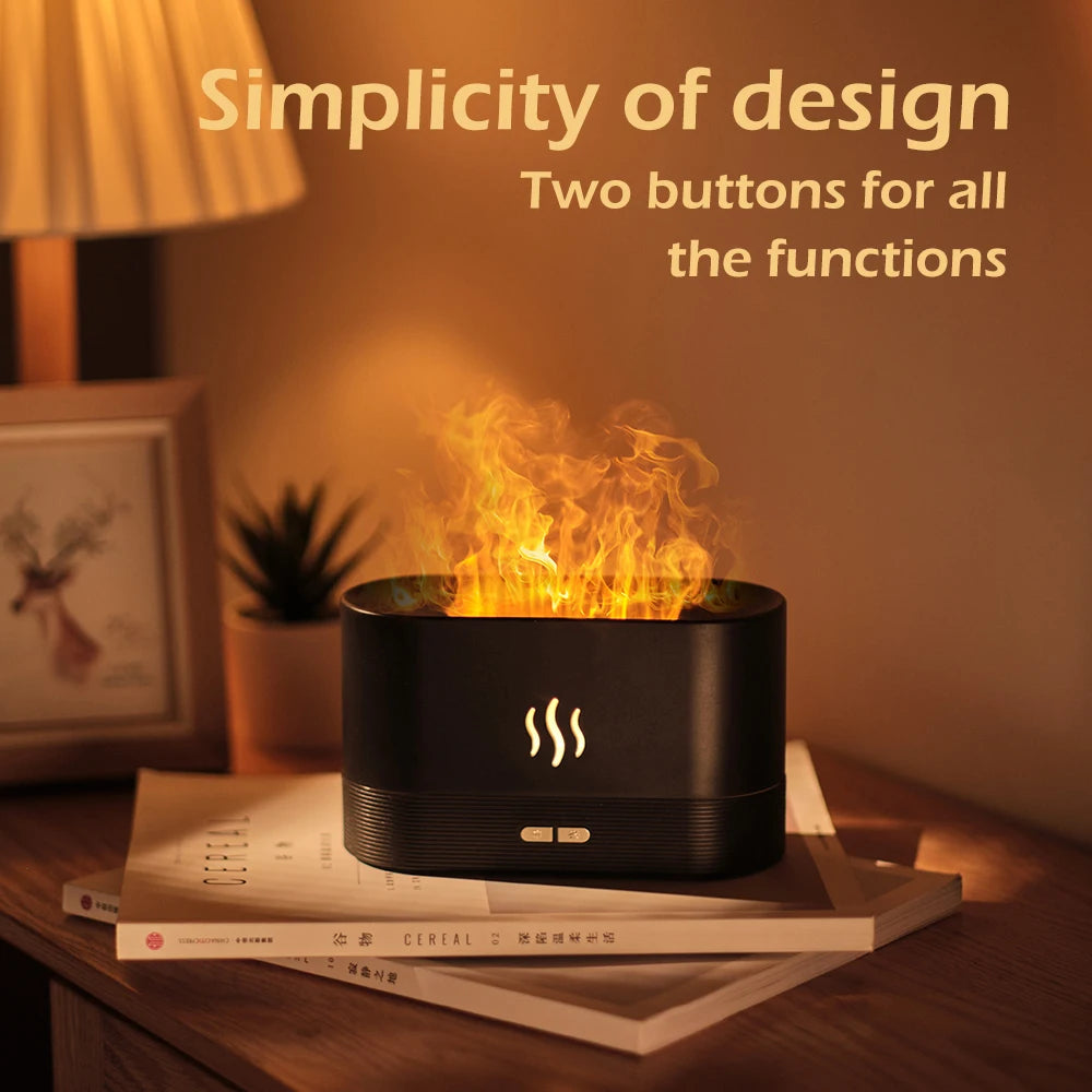 Aroma Diffuser Air Humidifier Ultrasonic Cool Mist Maker With LED Lighting Simulation Colorful Flame Fragrance Machine