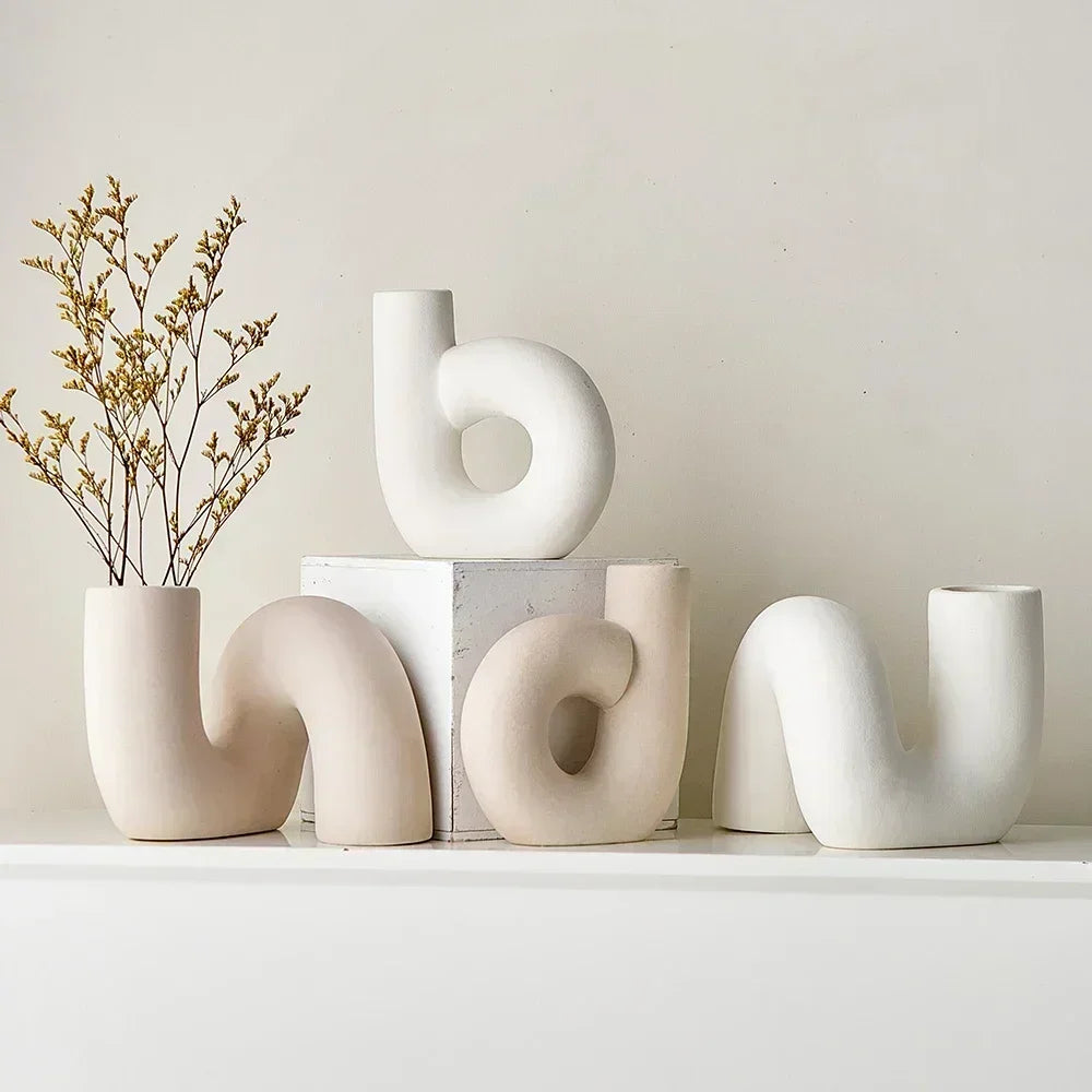 Curved Ceramic Flower Vase
